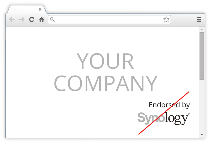 Логотип Synology не должен использоваться каким-либо образом, который выражает или может подразумевать, что Synology спонсирует, рекомендует или одобряет сторонний бренд или продукт